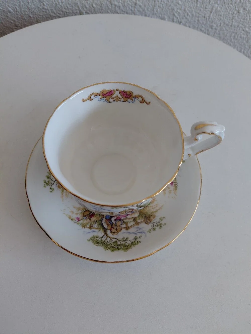 Vtg 1960s ROYAL CREST Fine Bone China FIRST LOVE Colonial Tea Cup&Saucer England